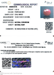 5.42/CT Natural Ruby with Govt. Lab Certificate